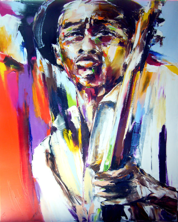 Peinture intitulée "Marcus Miller" par Christian Vey, Œuvre d'art originale