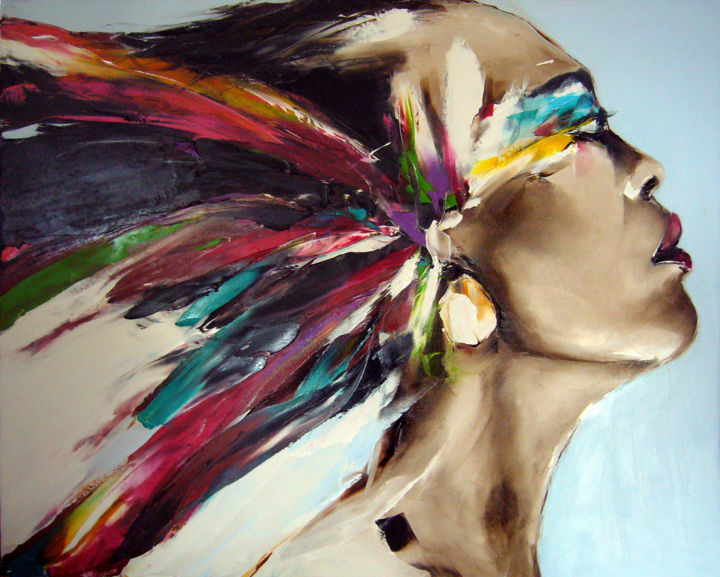 Картина под названием "oiseau" - Christian Vey, Подлинное произведение искусства, Масло