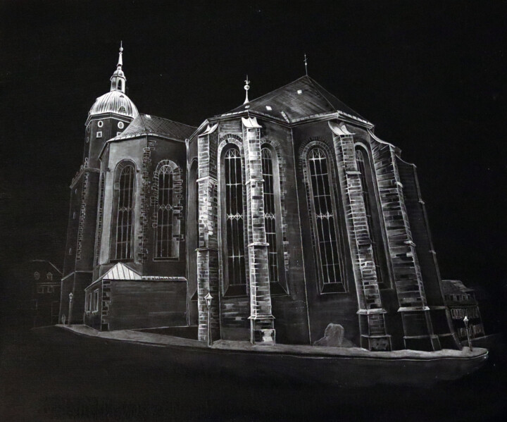 Malerei mit dem Titel "St. Annenkirche in…" von Christin Hennig, Original-Kunstwerk, Acryl