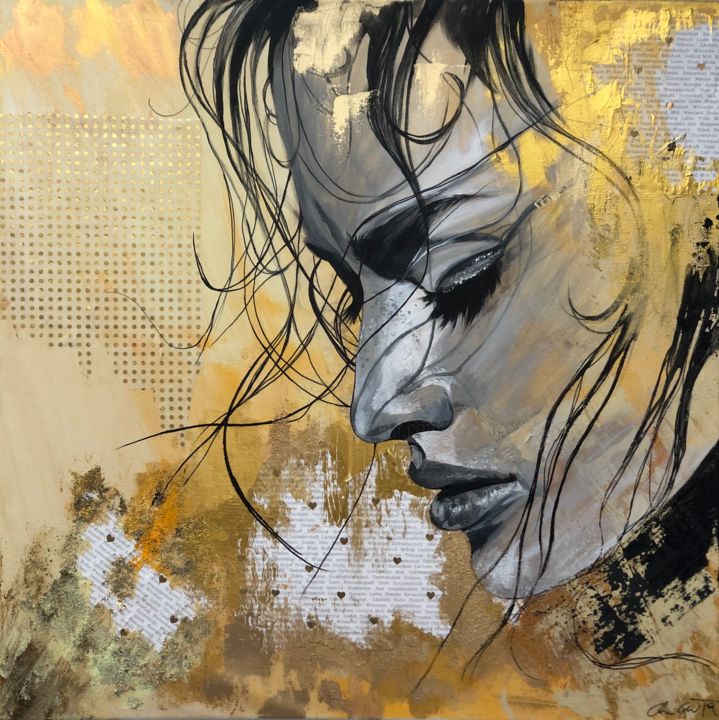 Painting titled "Gold Fever" by Christina Gabrilo-Wilfinger, Original Artwork, Acrylic