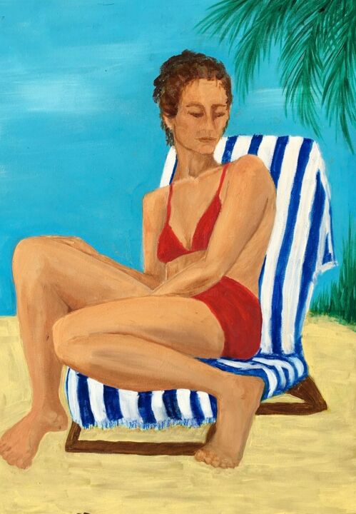 Pintura titulada "Beach days" por Christina Hallett, Obra de arte original, Oleo Montado en Bastidor de camilla de madera