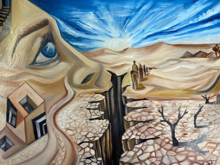 Peinture intitulée "Sahara" par Christina Kristovsky, Œuvre d'art originale, Huile Monté sur Châssis en bois