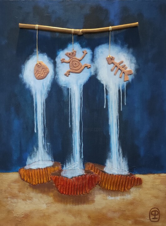 Pintura intitulada ""Fluides Aquatiques"" por Christina Pichi, Obras de arte originais, Acrílico Montado em Armação em madei…