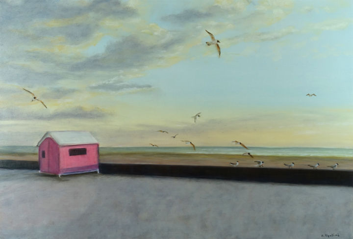 Schilderij getiteld "La Baie d’Authie es…" door Christina Ugolini, Origineel Kunstwerk, Olie