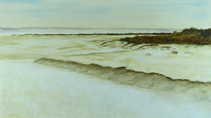 Malerei mit dem Titel "Soirée en Baie de S…" von Christina Ugolini, Original-Kunstwerk, Öl
