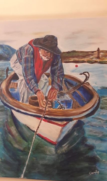 Malerei mit dem Titel "Θάλασσα ζωή μου" von Christine Abou-Negm, Original-Kunstwerk, Acryl