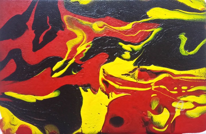 Painting titled "Liquid Fire 2" by Christine Barone, Original Artwork, Acrylic Mounted on Wood Stretcher frame