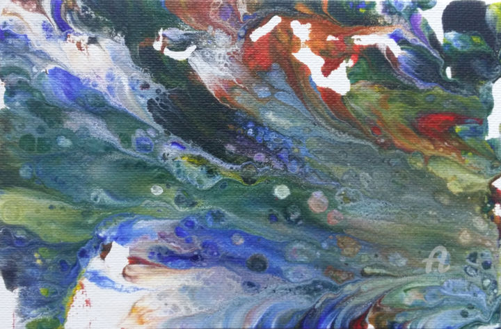 Malerei mit dem Titel "Sous l'eau 1" von Christine Barone, Original-Kunstwerk, Acryl