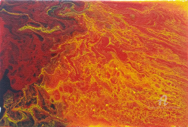 Painting titled "Liquid Fire 4" by Christine Barone, Original Artwork, Acrylic