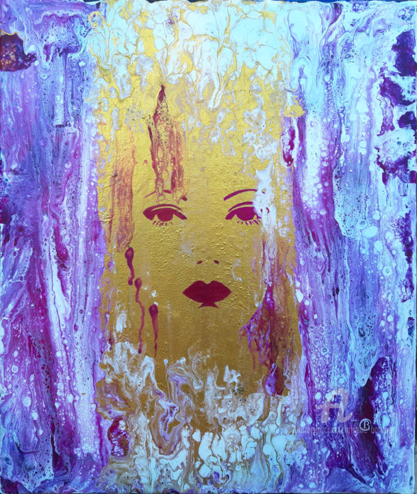 Painting titled "Sultane" by Christine Barone, Original Artwork, Acrylic Mounted on Wood Stretcher frame