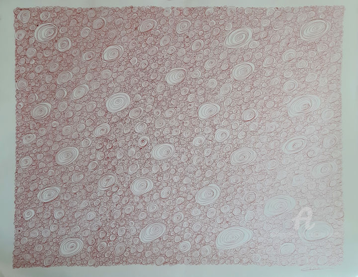 Drawing titled "Infini-03R" by Christine Barone, Original Artwork, Ballpoint pen