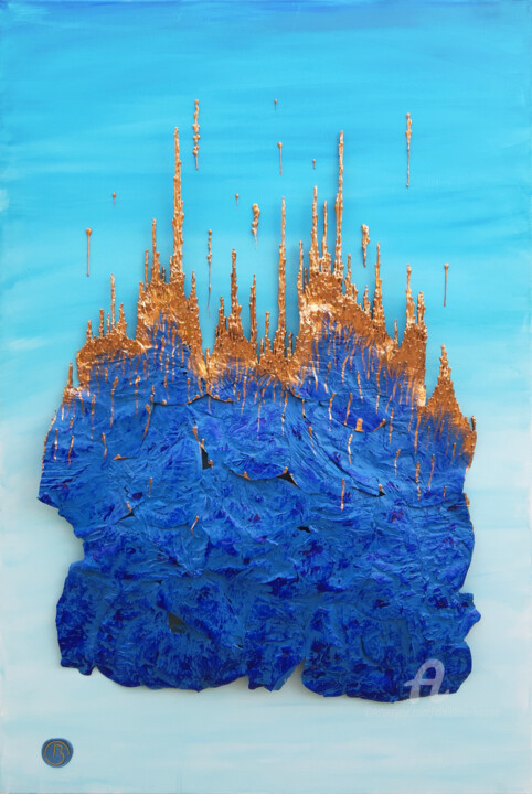 Painting titled "Transcender l'exist…" by Christine Barone, Original Artwork, Acrylic Mounted on Wood Stretcher frame