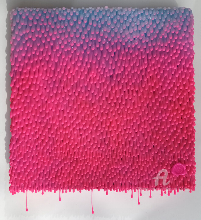 Pintura intitulada "I've seen pink skies" por Christine Barone, Obras de arte originais, Plástico Montado em Armação em made…
