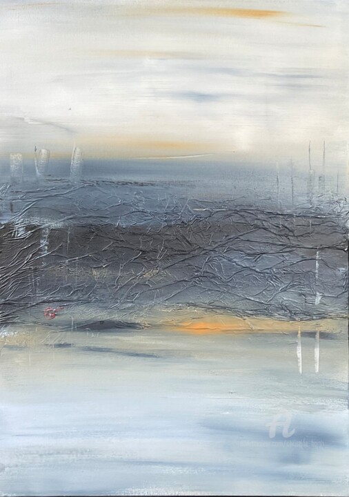 Painting titled "Brume d automne" by Christine Barth Mroz, Original Artwork, Acrylic Mounted on Wood Stretcher frame