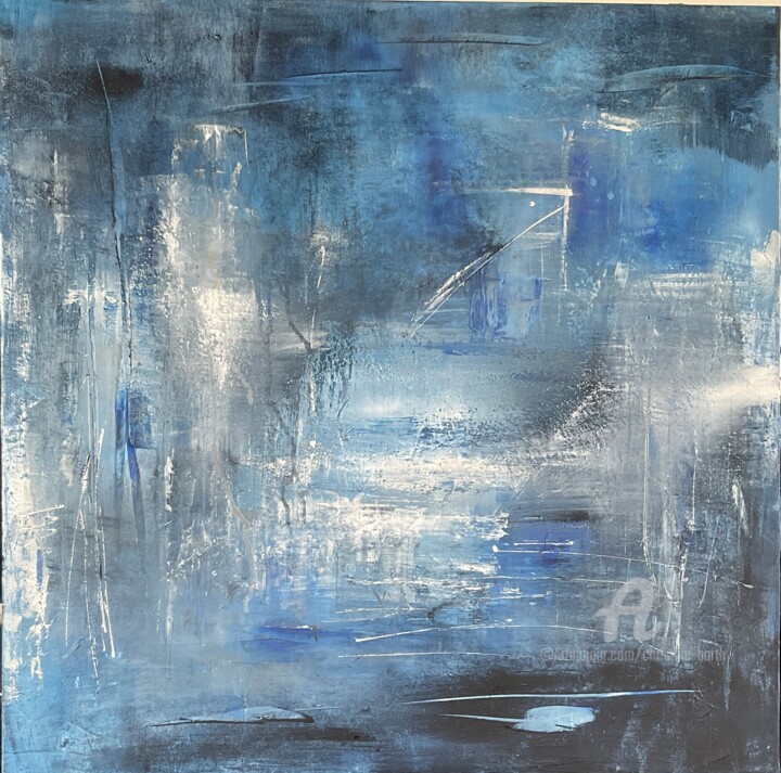 Peinture intitulée "Graffiti bleu" par Christine Barth Mroz, Œuvre d'art originale, Acrylique Monté sur Châssis en bois