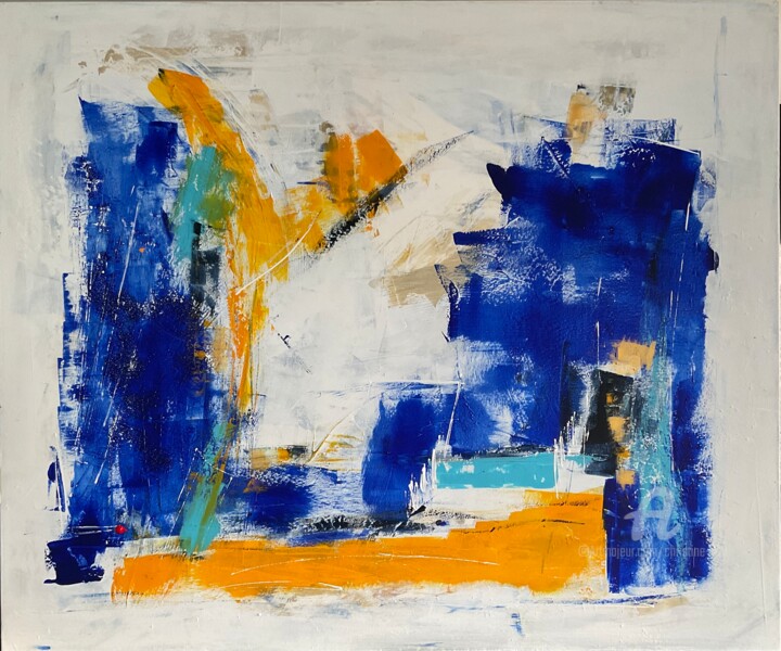 Painting titled "Abstraction colorée" by Christine Barth Mroz, Original Artwork, Acrylic Mounted on Wood Stretcher frame