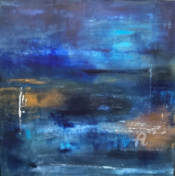 Peinture intitulée "Et coule l eau" par Christine Barth Mroz, Œuvre d'art originale, Acrylique Monté sur Châssis en bois