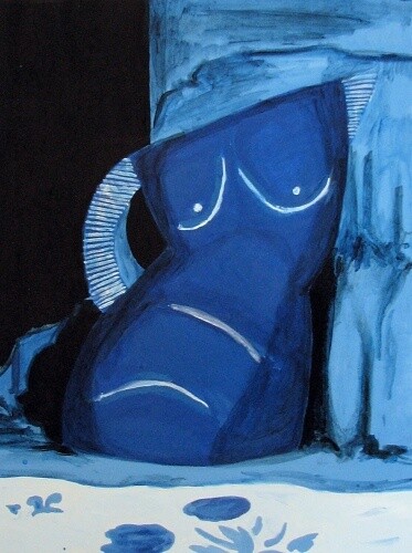 Ζωγραφική με τίτλο "Blue Jug" από Christine Bennett (Calzephyr), Αυθεντικά έργα τέχνης