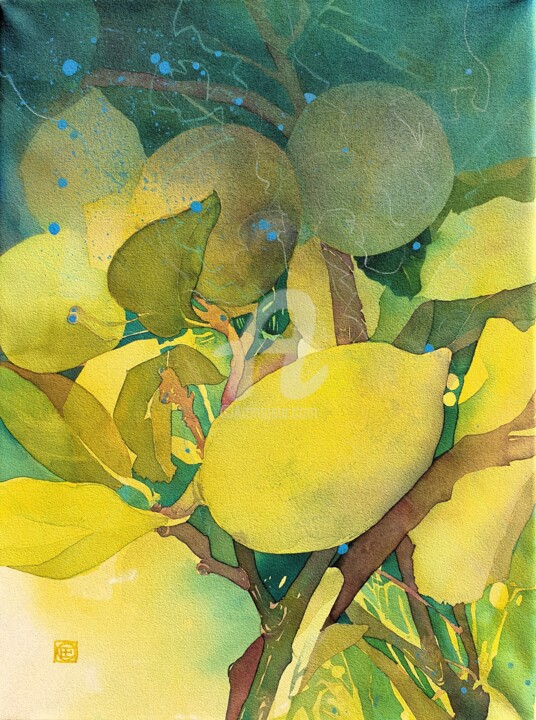 "Le temps des citrons" başlıklı Tablo Christine Berlinson-Eßer tarafından, Orijinal sanat, Suluboya