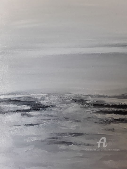 Painting titled "Rêve de mer blanche" by Christine Catrevaux, Original Artwork, Acrylic