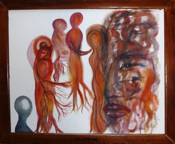Картина под названием "Enracinement" - Christine Cheval, Подлинное произведение искусства, Темпера