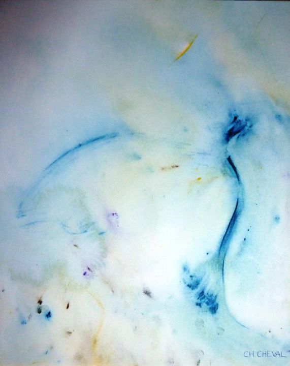 Peinture intitulée "Le grand bleu" par Christine Cheval, Œuvre d'art originale, Acrylique