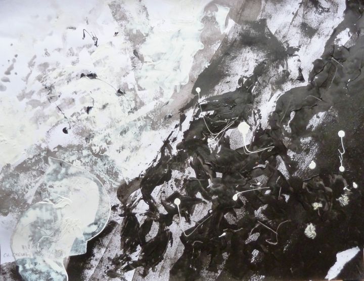 Peinture intitulée "Ascension neigeuse" par Christine Cheval, Œuvre d'art originale, Acrylique