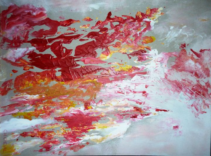 Картина под названием "Neige enflammée" - Christine Cheval, Подлинное произведение искусства, Акрил