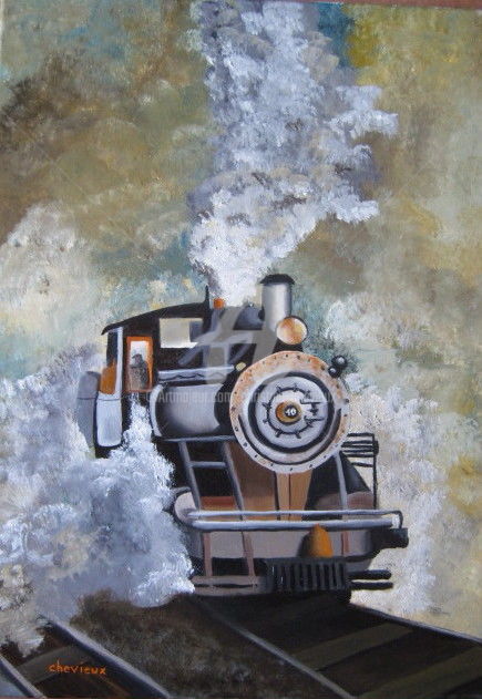 Painting titled "loco 1" by Christine Chevieux, Original Artwork, Oil