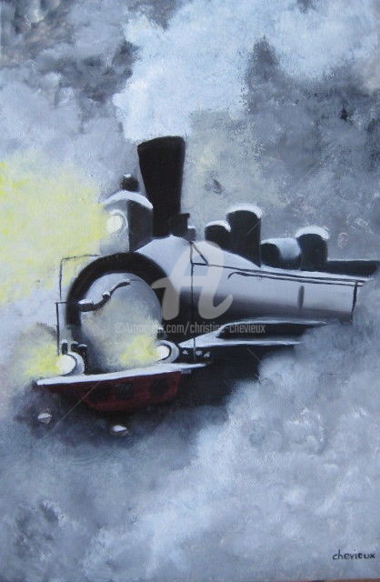 Painting titled "loco 2" by Christine Chevieux, Original Artwork, Oil