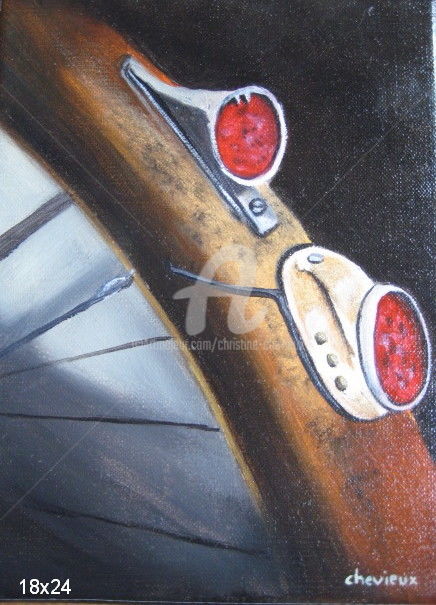 Painting titled "vieux velo" by Christine Chevieux, Original Artwork, Oil