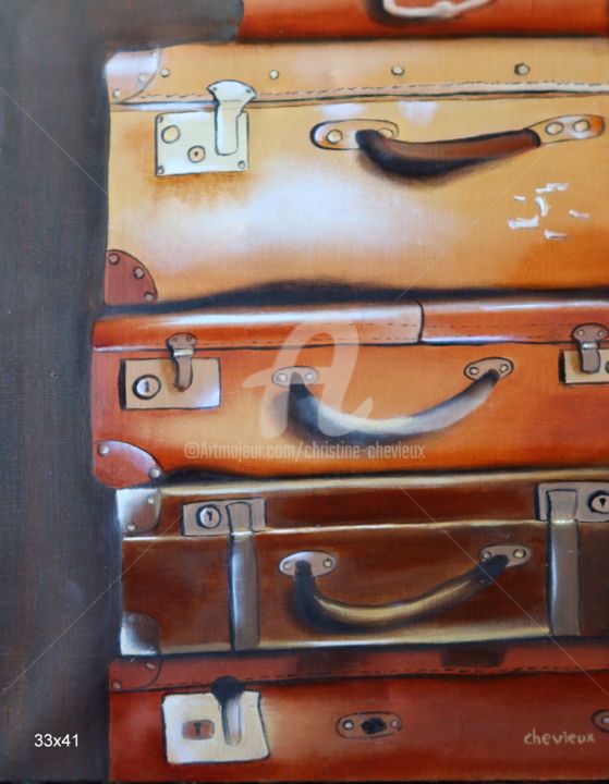 Schilderij getiteld "valise 16" door Christine Chevieux, Origineel Kunstwerk, Olie