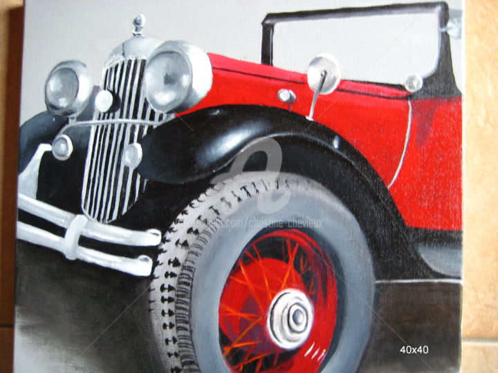 「Vieille voiture」というタイトルの絵画 Christine Chevieuxによって, オリジナルのアートワーク, オイル