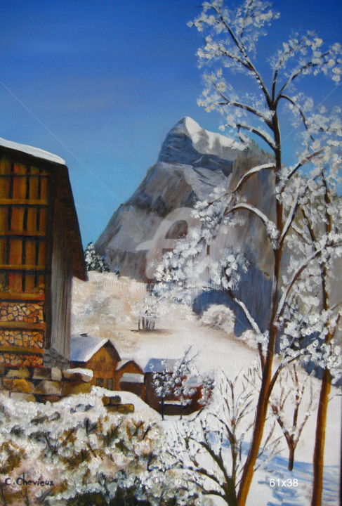 Painting titled "Le Criou a Samoens" by Christine Chevieux, Original Artwork