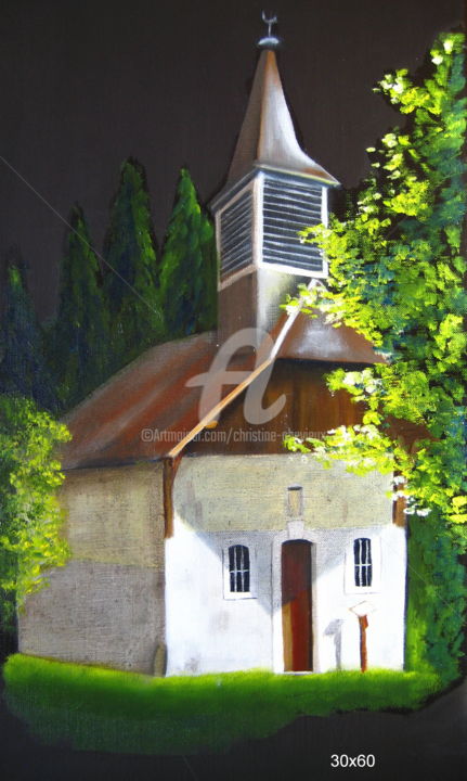 Painting titled "Chapelle des allama…" by Christine Chevieux, Original Artwork, Oil