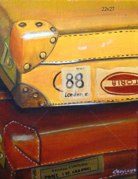 제목이 "vielles valises 3"인 미술작품 Christine Chevieux로, 원작, 기름