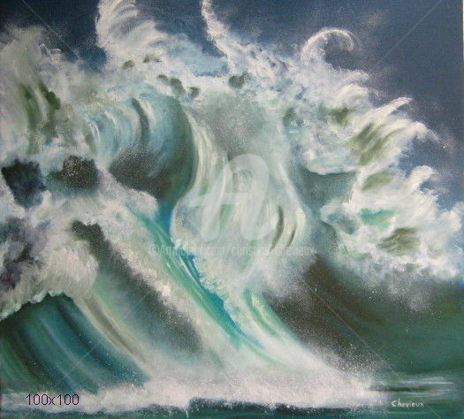 Peinture intitulée "quelle vague !" par Christine Chevieux, Œuvre d'art originale, Huile