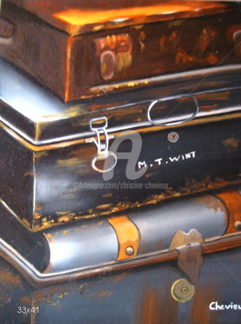 Pittura intitolato "valises 9" da Christine Chevieux, Opera d'arte originale, Olio