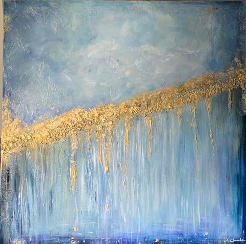 Pintura intitulada "Blue Gold 3" por Christine Chirade Art Abstrait, Obras de arte originais, Acrílico