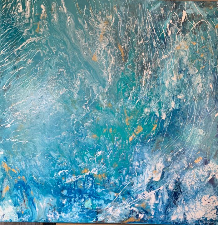 Painting titled ""On the sea"" by Christine Chirade Art Abstrait, Original Artwork, Acrylic