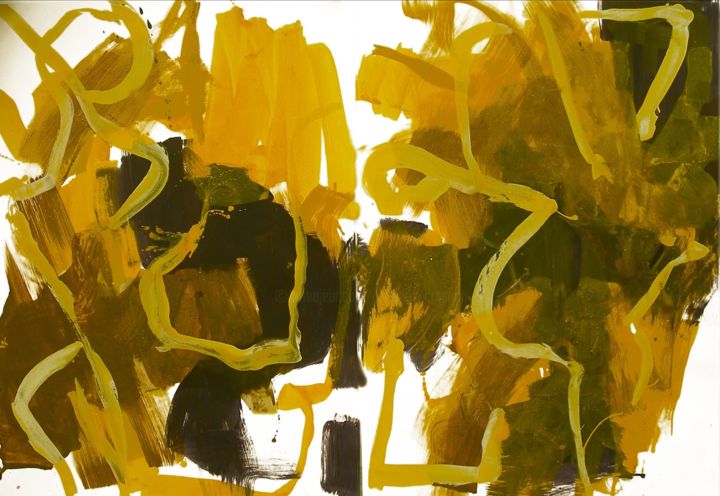 Pintura intitulada "danseuses jaunes" por Cruchon, Obras de arte originais, Acrílico