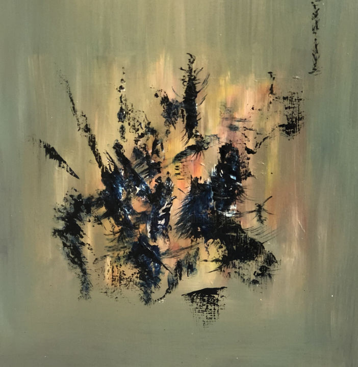 Peinture intitulée "Black Fire" par Christine Delalande, Œuvre d'art originale, Huile