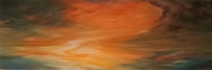 Peinture intitulée "Ciel tourmenté, ora…" par Christine Desplanque, Œuvre d'art originale, Huile