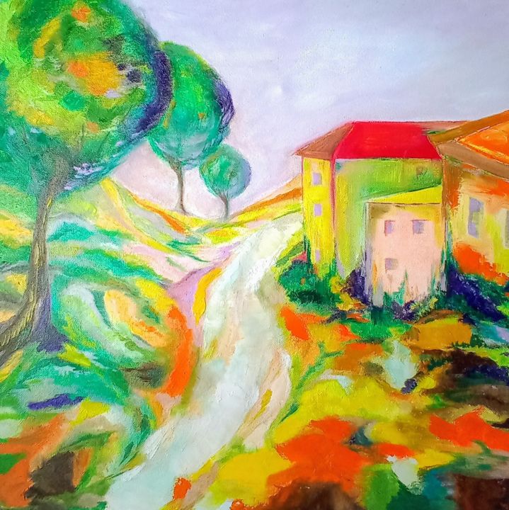 Peinture intitulée "paysage d'occitanni…" par Christine Desplanque, Œuvre d'art originale, Huile Monté sur Châssis en bois