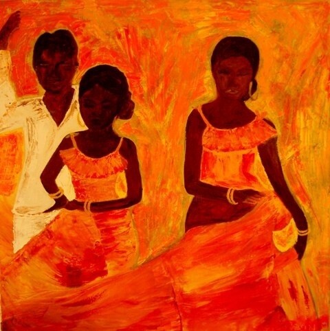 Peinture intitulée "DANSEURS DE SALSA" par Christine Goubon, Œuvre d'art originale