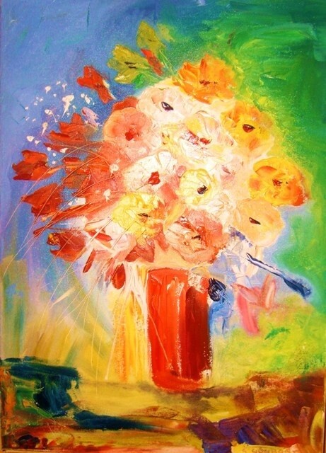 Peinture intitulée "BOUQUET DE FLEURS" par Christine Goubon, Œuvre d'art originale