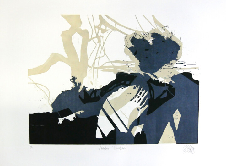 Отпечатки и Гравюры под названием "Armatures transluci…" - Christine Guichard, Подлинное произведение искусства, ксилография