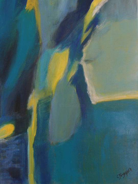 Painting titled "Caribou Maoré" by Christine Jean-Guyader, Original Artwork, Acrylic