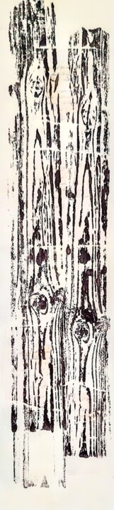 Collagen mit dem Titel "Holzdruck I" von Christine Jost (Chijotrend Art), Original-Kunstwerk, Collagen