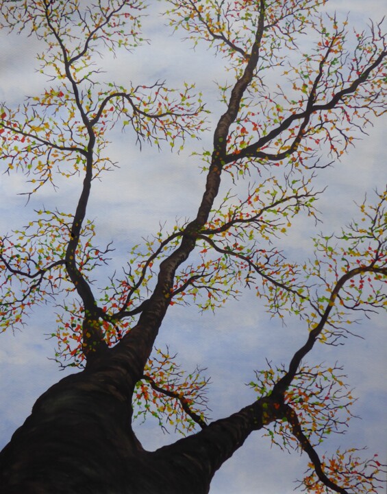 Peinture intitulée "tryptique-arbre 2" par Christine Jumaucourt, Œuvre d'art originale, Aquarelle Monté sur artwork_cat.